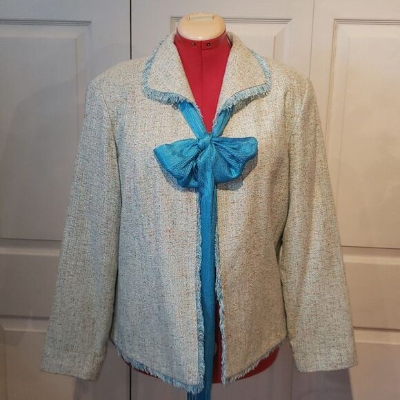 Coldwater Creek Multi-Colored Tweed Silk Scarf Blazer/Jacket - Picture 1 of 6